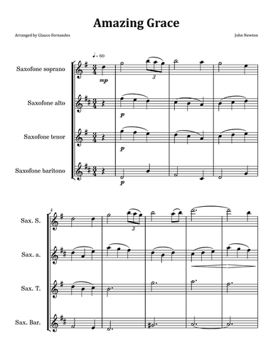Amazing Grace - Saxophone Quartet