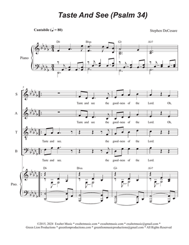 Taste And See (Psalm 34) (SATB)