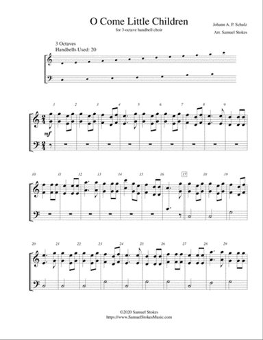O Come Little Children - for 3-octave handbell choir