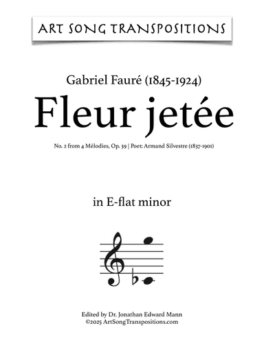 FAURÉ: Fleur jetée, Op. 39 no. 2 (transposed to E-flat minor)