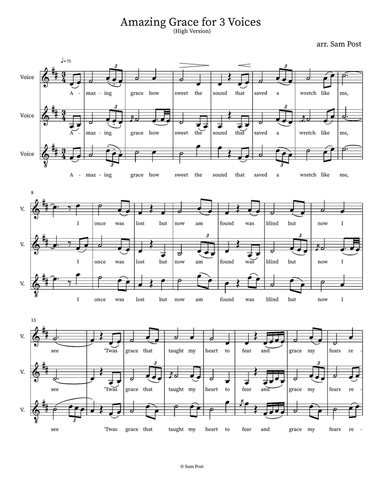 Amazing Grace (Three Voices), op. 34, #1