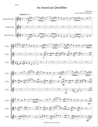 An American Quodlibet for soprano, alto and tenor recorders
