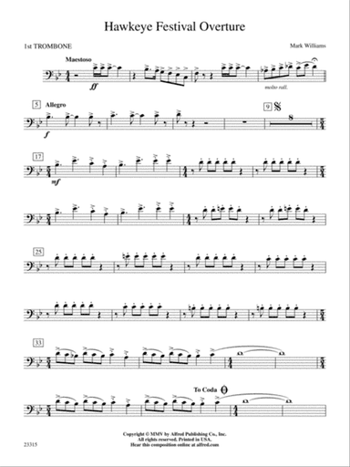 Hawkeye Festival Overture: 1st Trombone