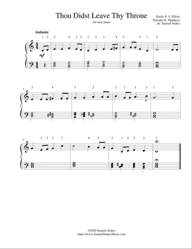 Thou Didst Leave Thy Throne - for easy piano