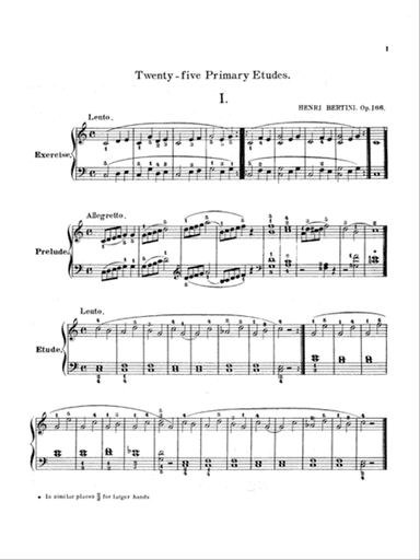 Bertini: Twenty-five Primary Etudes, Op. 166