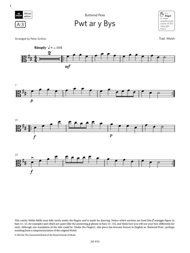 Pwt ar y Bys (Grade Initial, A3, from the ABRSM Viola Syllabus from 2024)