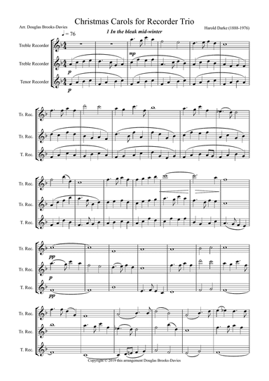 Christmas Carols for Recorder Trio (AAT)