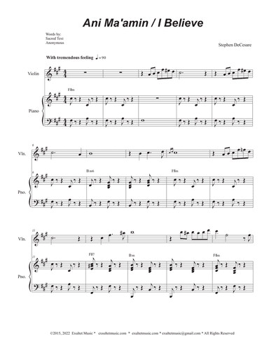 Ani Ma'amin (I Believe) (Tenor solo with 2-part choir - (SA)