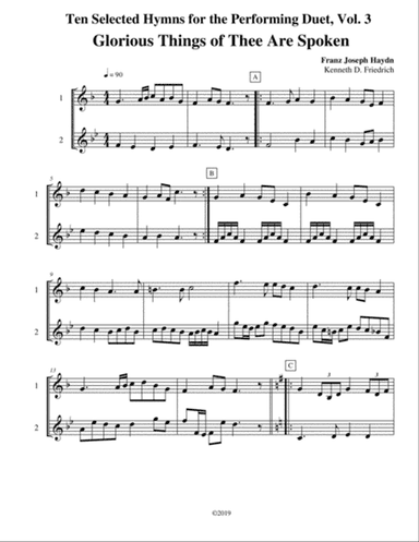 Ten Selected Hymns for the Performing Duet, Vol. 3 - trumpet (clarinet) and horn