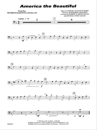 America, the Beautiful: WP 1st B-flat Trombone B.C.