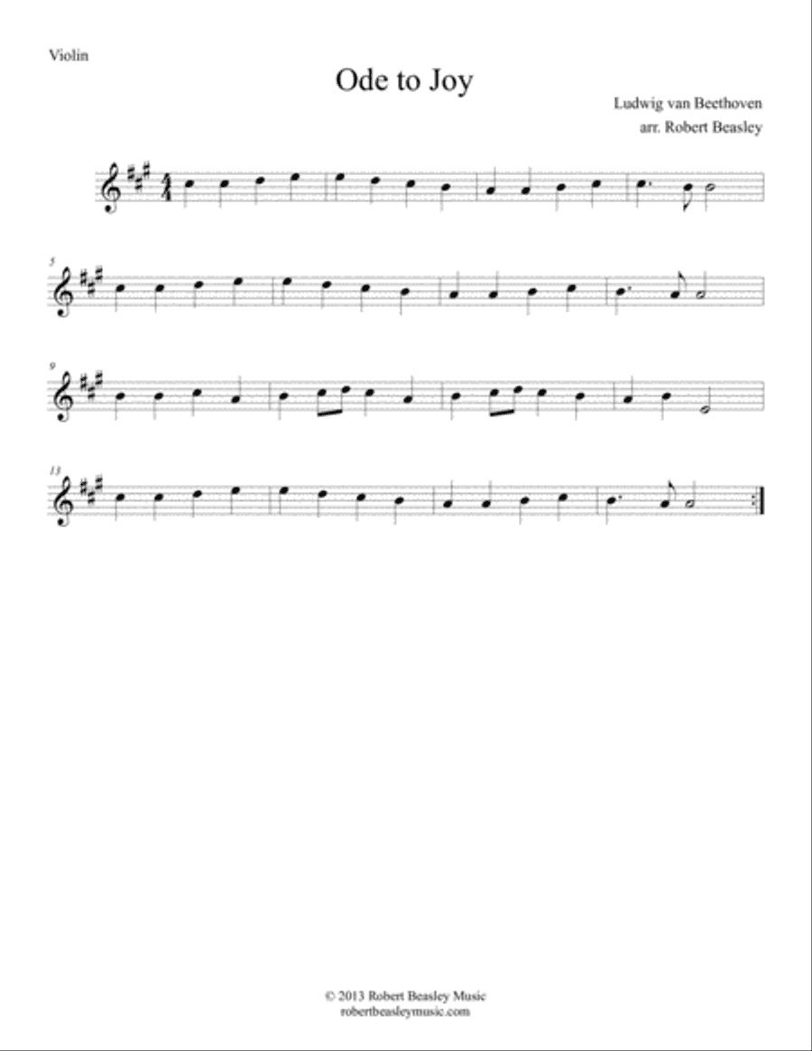 Ode to Joy (easy violin w/ piano accomp)