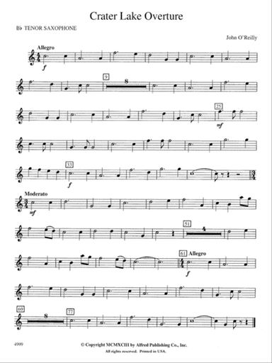 Crater Lake Overture: B-flat Tenor Saxophone
