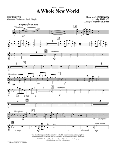 A Whole New World (from Aladdin) (arr. John Leavitt) - Percussion 1