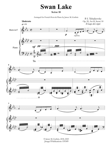 Tchaikovsky: Scene 10 from Swan Lake for French Horn & Piano