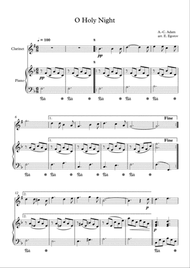 O Holy Night, Adolphe-Charles Adam, For Clarinet & Piano