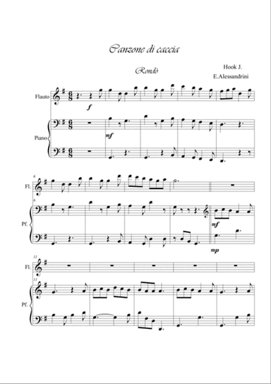 Hunting song. Flute and piano