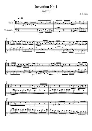 Johann Sebastian Bach - Invention No.1 (Viola and Violoncello Duet)