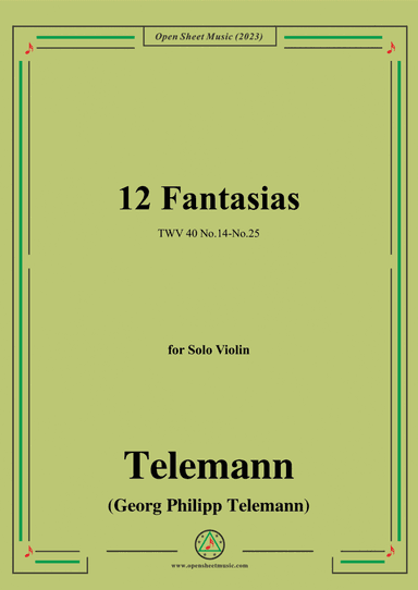 Telemann-12 Fantasias,TWV 40 No.14-No.25,for Violin
