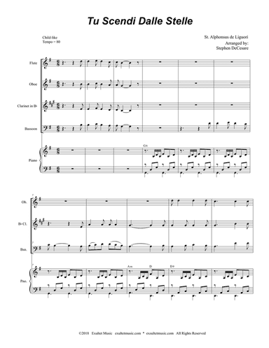 Tu Scendi Dalle Stelle (Woodwind Quartet and Piano)