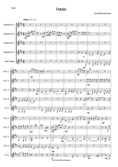 Details for clarinet quintet (4 B flats and 1 Bass)