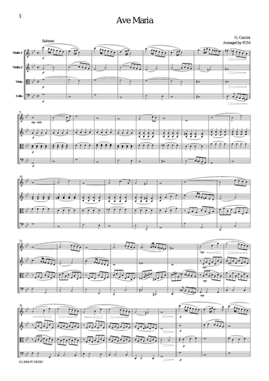 Caccini Ave Maria, for string quartet, CC201