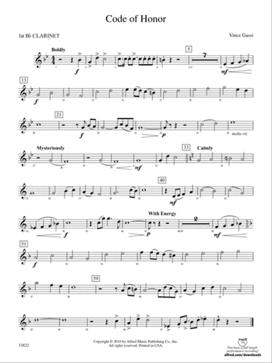 Code of Honor: 1st B-flat Clarinet