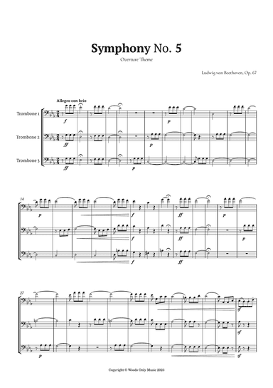 Symphony No. 5 by Beethoven for Trombone Trio