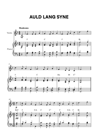 Auld Lang Syne (for Violin and Piano)