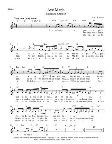 Ave Maria - Latin and Spanish texts