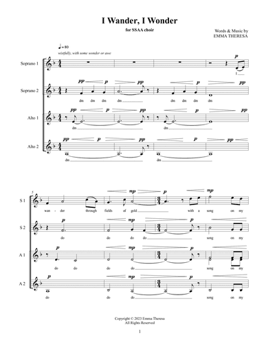 I Wander, I Wonder (SSAA choir)