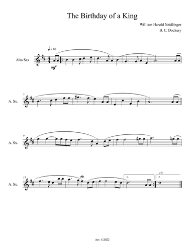 The Birthday of a King (Alto Sax Solo)