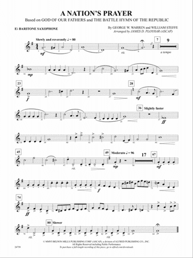 A Nation's Prayer (Based on "God of Our Fathers" and "The Battle Hymn of the Republic"): E-flat Baritone Saxophone