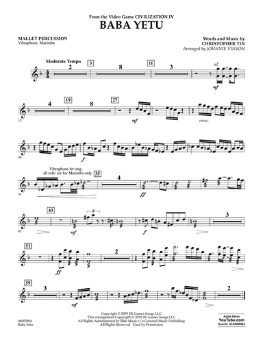 Baba Yetu (from Civilization IV) (arr. Johnnie Vinson) - Mallet Percussion