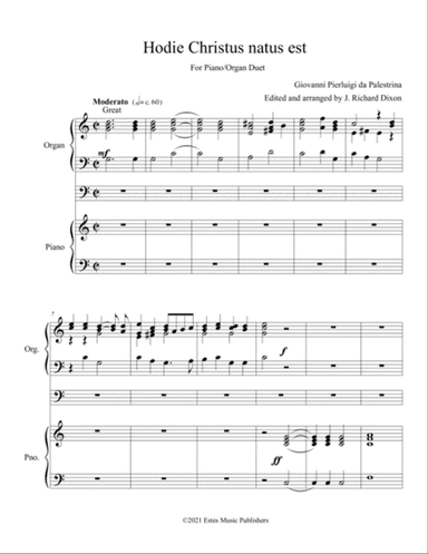 Hodie for Organ and Piano Duet