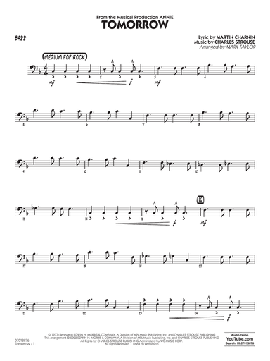 Tomorrow (from Annie) (arr. Mark Taylor) - Bass
