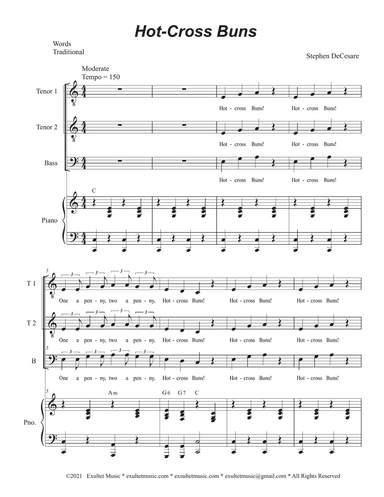 Hot-Cross Buns (Vocal Trio - (TTB)