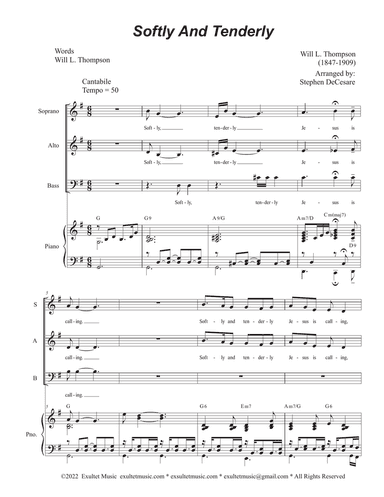 Softly And Tenderly (SAB)