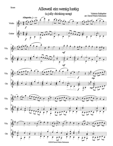 Variations on Alleweil ein wenig lustig for violin and guitar