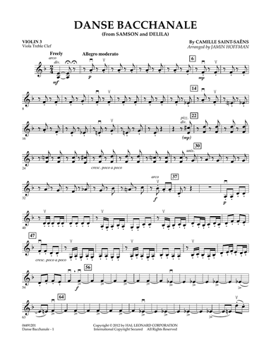 Danse Bacchanale (from Samson And Delila) - Violin 3 (Viola Treble Clef)