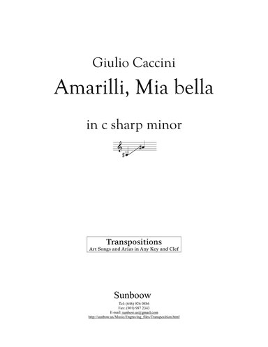Caccini: Amarilli, mia bella (transposed to c sharp minor, low voice)