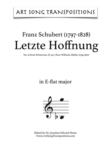 SCHUBERT: Letzte Hoffnung, D. 911 no. 16 (transposed to E-flat major)