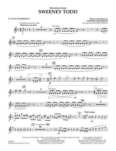 Selections from Sweeney Todd (arr. Stephen Bulla) - Eb Alto Saxophone 1
