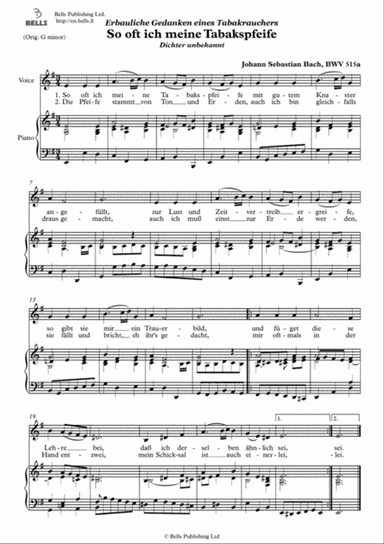 So oft ich meine Tabakspfeife, BWV 515a (E minor)