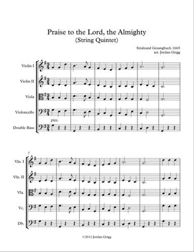 Praise to the Lord, the Almighty (String Quintet)