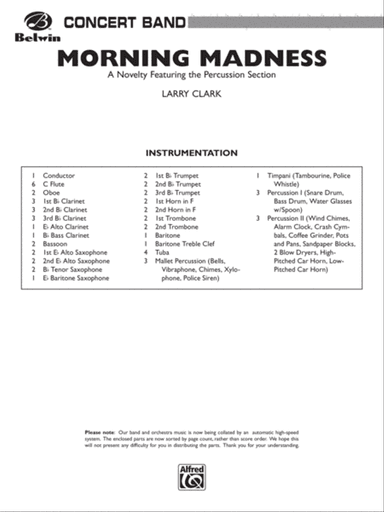 Morning Madness (a novelty featuring the Percussion Section): Score