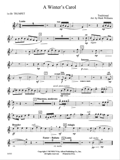 A Winter's Carol: 1st B-flat Trumpet
