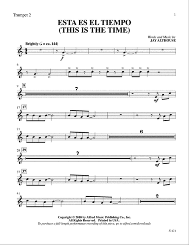 Esta Es el Tiempo (This Is the Time): 2nd B-flat Trumpet