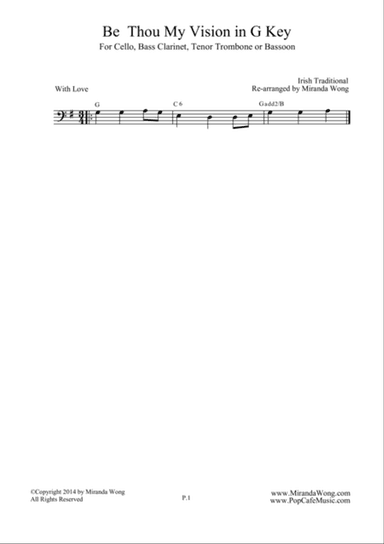 Be Thou My Vision - Cello Solo in G Key (Romantic Version)