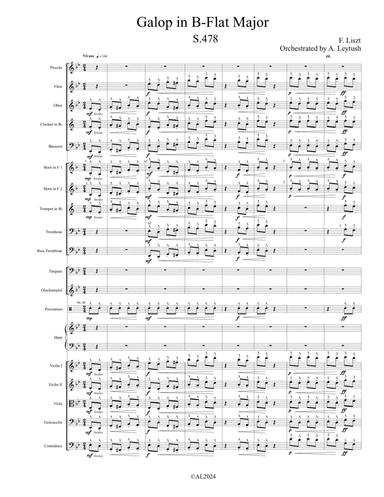 F. Liszt — Galop in B-Flat Major (S.478), Orchestrated by A. Leytush - Score Only