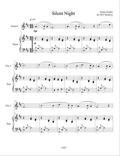 Silent Night (violin solo) with optional piano accompaniment